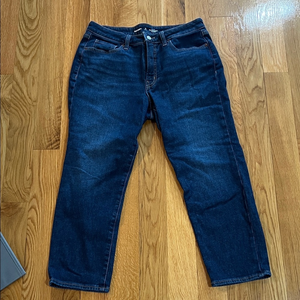 Old navy high rise OG straight 12 petite dark wash